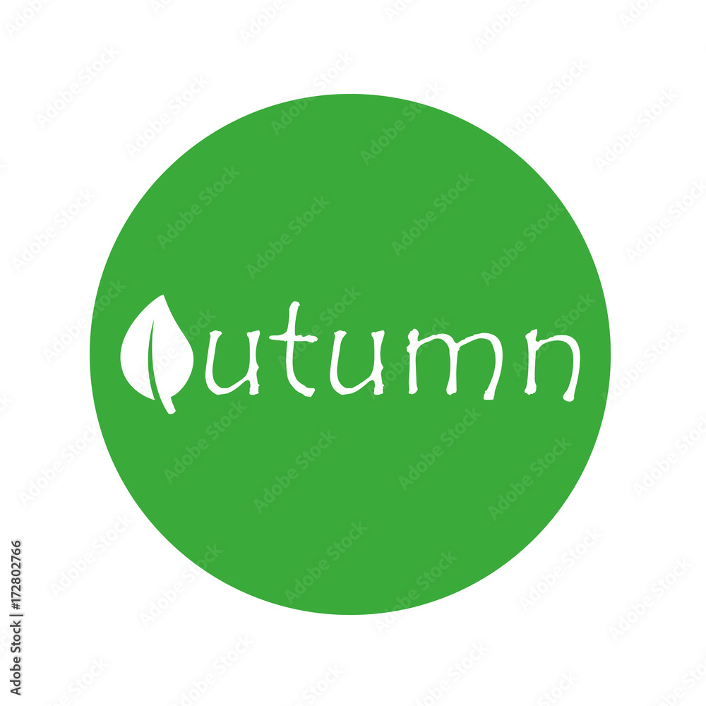 Logotipo Autumn con hoja blanco en circulo verde