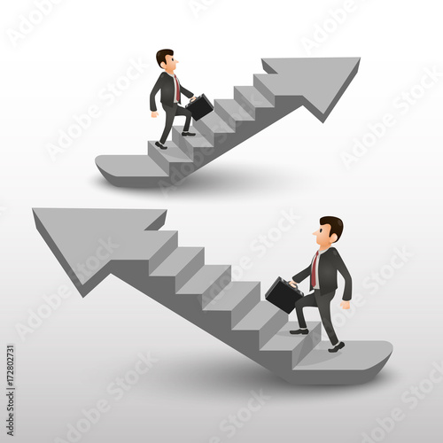 Business people career ladder. Stair arrow . Vector illustration