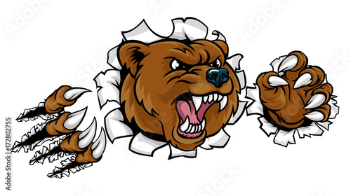 Bear Angry Mascot Background Claws Breakthrough