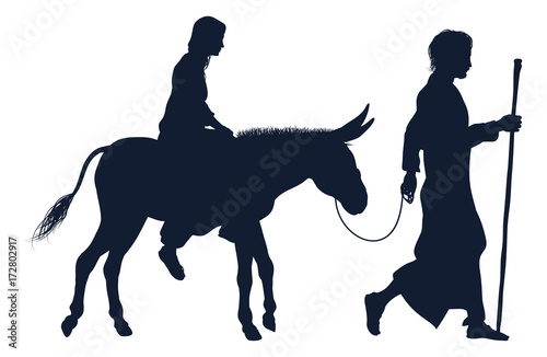 Mary and Joseph Christian Illustration Silhouettes