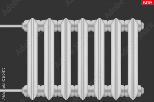 Vintage Metal Heating radiator. Central heating system equipment. Water and steam model for wall. Vector Illustration