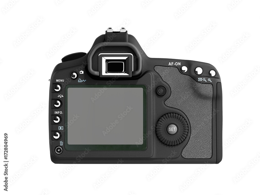 photo camera 3d render on white background photo camera 3d render on white background
