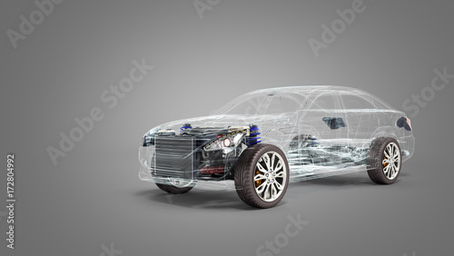 car diagnostic concept studio view 3d render image in grey
