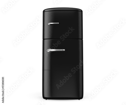 Retro fridge isolated on white bacground 3d render