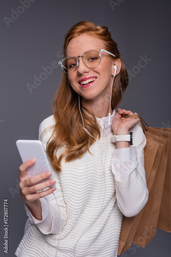 fashionable girl using smartphone