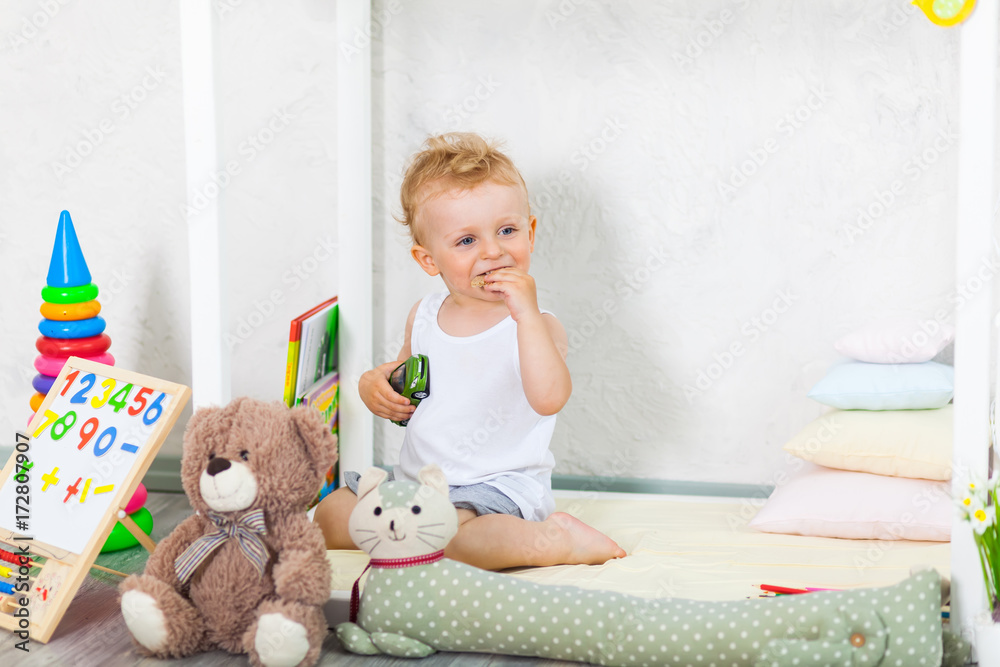Little boy playing indoor Little boy playing indoor