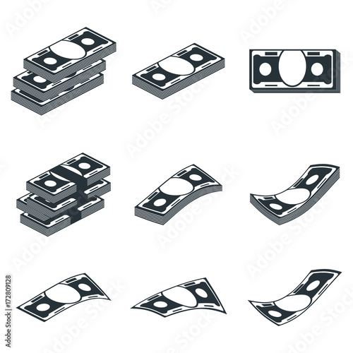 black set banknote icons