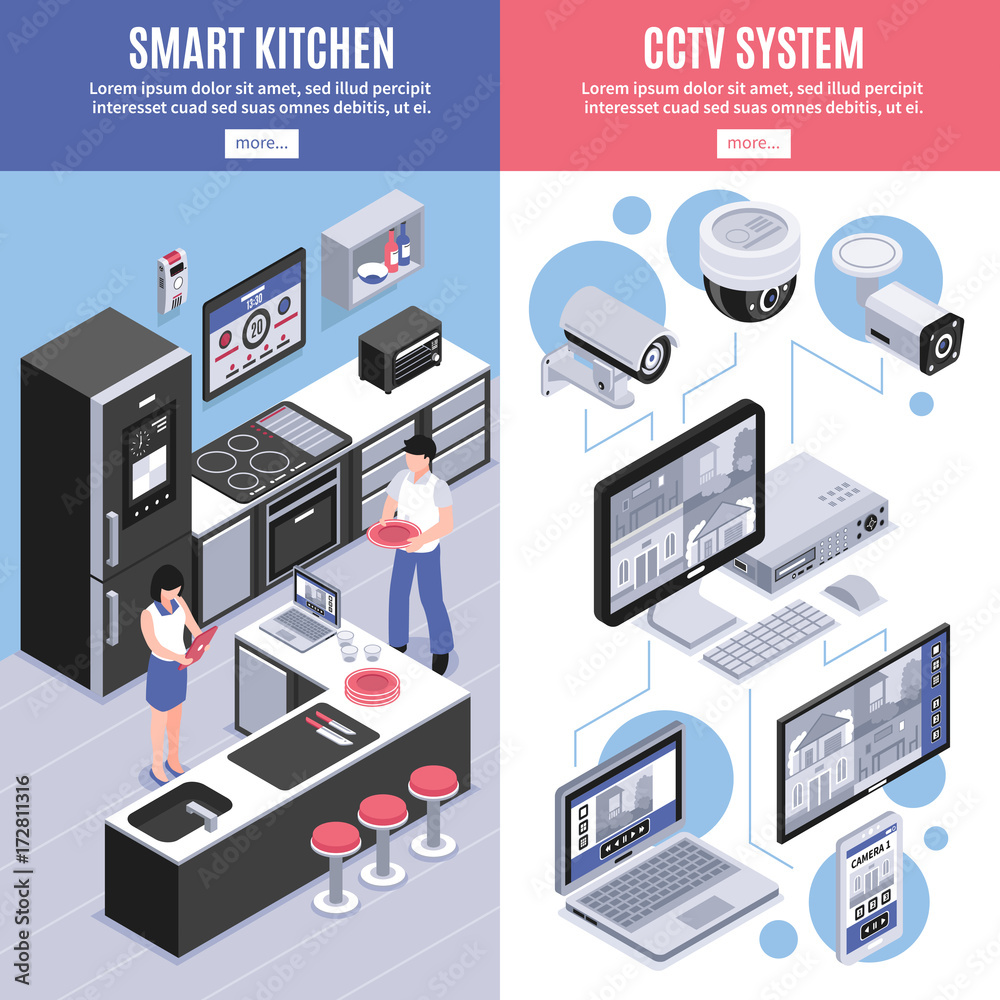 Isometric Smart Home Banner Set Isometric Smart Home Banner Set