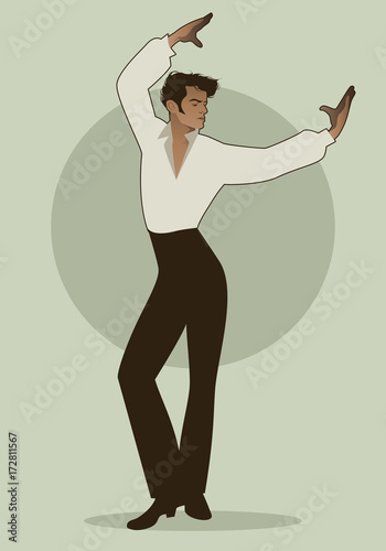 Spanish Flamenco dancer man. Vector Illustration