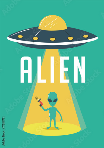 Alien and UFO Illustration