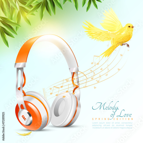 Realistic Headphones Poster 