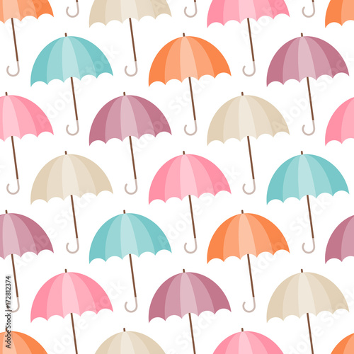 Seamless Pattern Diagonal Umbrellas Retro Colors