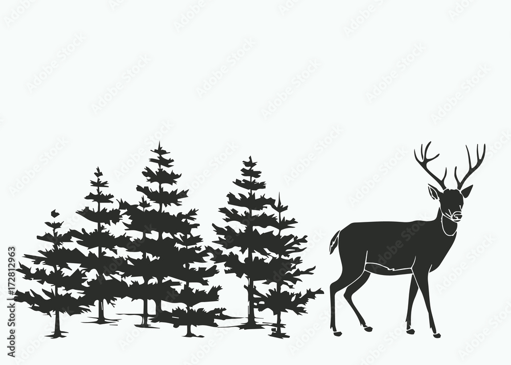 Obraz jelenie w lesie