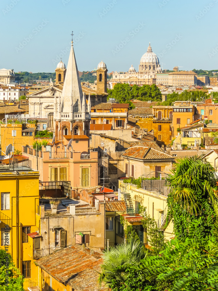 View of roofs and cityscape of Rome