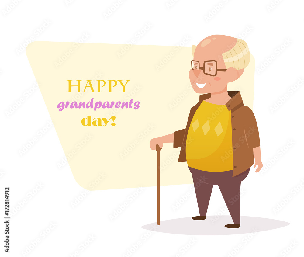 Grandfather with a cane. Vector.