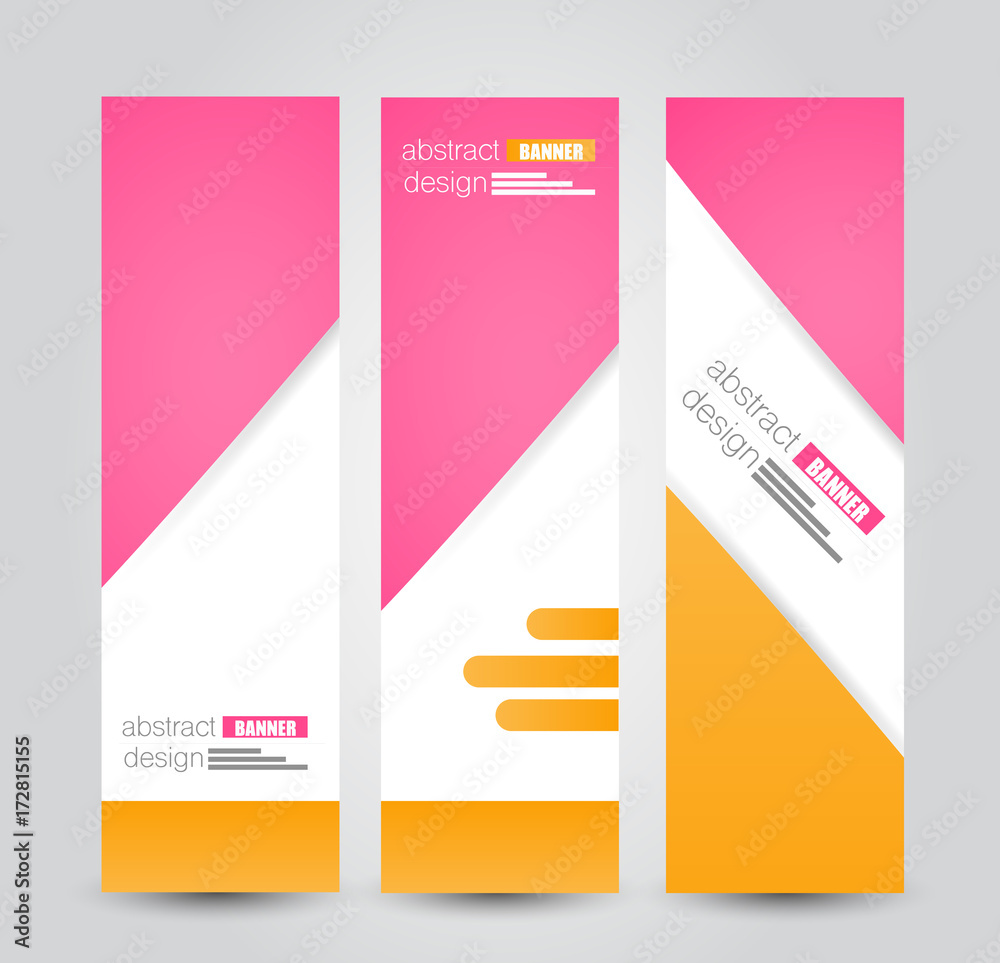 Banner template. Abstract background for design,  business, education, advertisement. Pink and orange color. Vector  illustration.