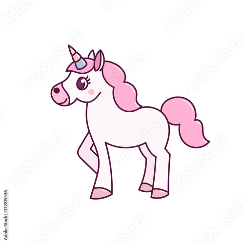 Unicorn on a white background. It can be used for sticker  badge  card  patch  phone case  poster  t-shirt  mug etc.