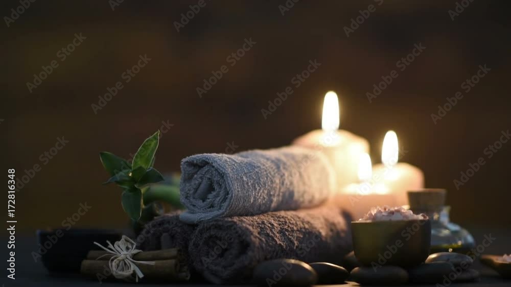 Beauty spa treatment with candles