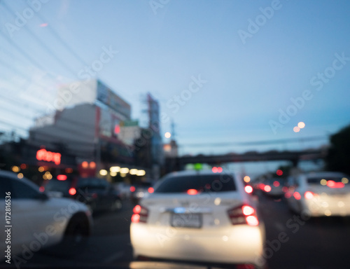 Blurred driving a car on traffic night © Annop