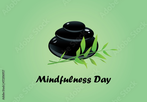 Mindfulness Day vector. Lava stones with bamboo vector