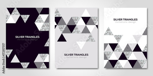 Banners set with silver geometric patterns