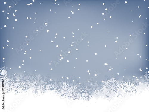 Wallpaper Mural Winter background. Wave border made of fluffy snowflakes with space for text on soft blue background with falling snow. Torontodigital.ca