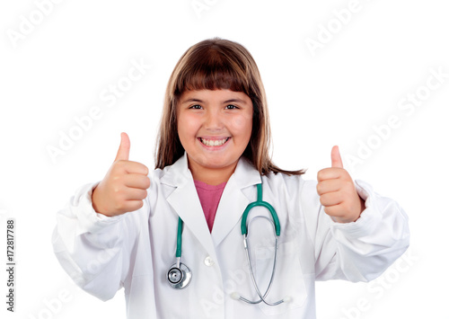 Funny girl with doctor uniform