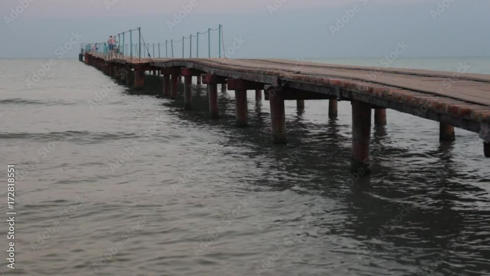 Landscape view of Tranquil Sunrise on the sea with wooden pier. Landscape view of Tranquil Sunrise on the sea with wooden pier.