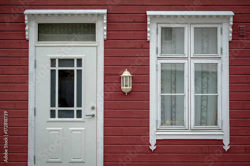 An old traditional scandinavian entrance to a house.