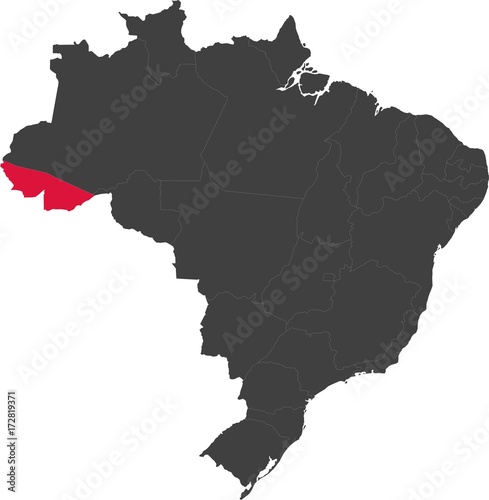 Map of Brazil split into individual states. Highlighted state of Acre.