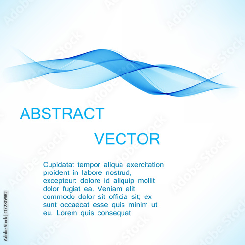 Abstract vector background, blue transparent waved lines for brochure, website, flyer design. photo