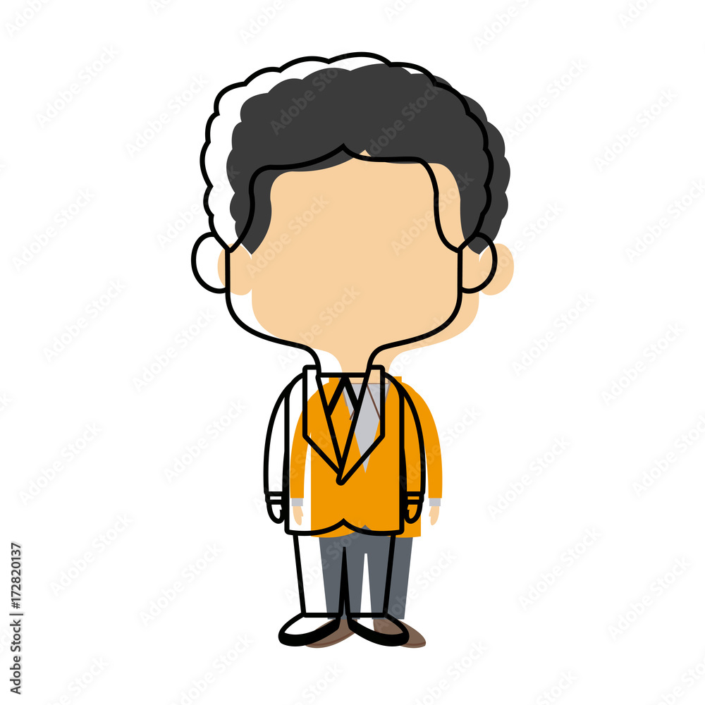 cute man cartoon standing formal clothes character vector illustration