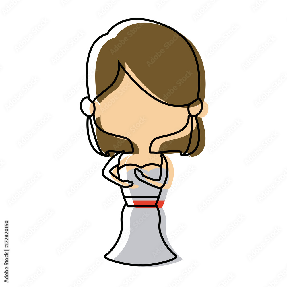 cute cartoon woman pretty elegant clothes vector illustration
