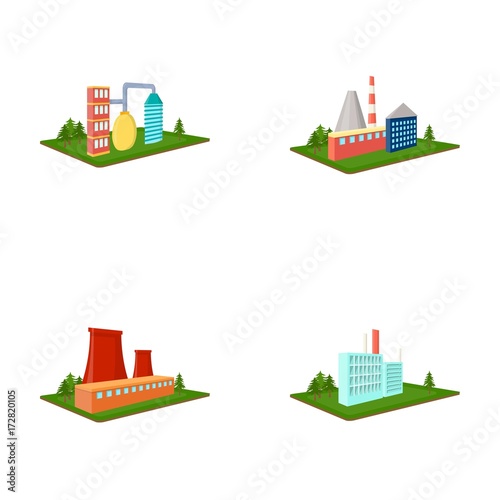 Processing factory,metallurgical plant. Factory and industry set collection icons in cartoon style isometric vector symbol stock illustration web.