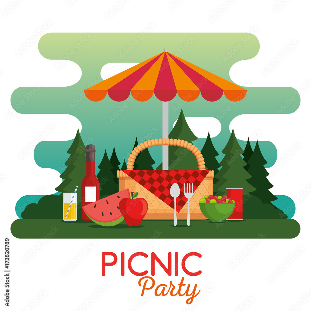 colorful picnic party poster Stock Vector | Adobe Stock