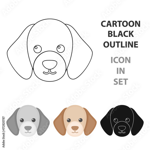 Dog muzzle vector icon in cartoon style for web