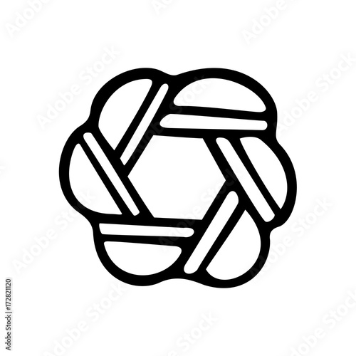 Abstract flower line style illustration. Vector logo flat icon. Black simple aperture symbol.