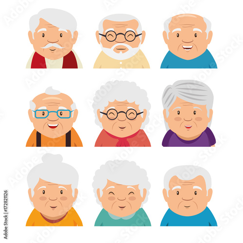 set of grandparents face