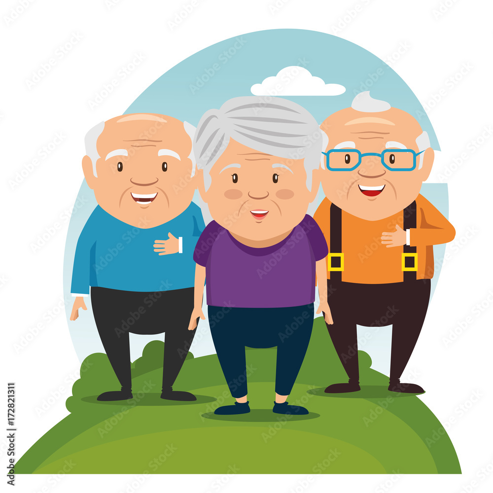 happy grandparents cartoon