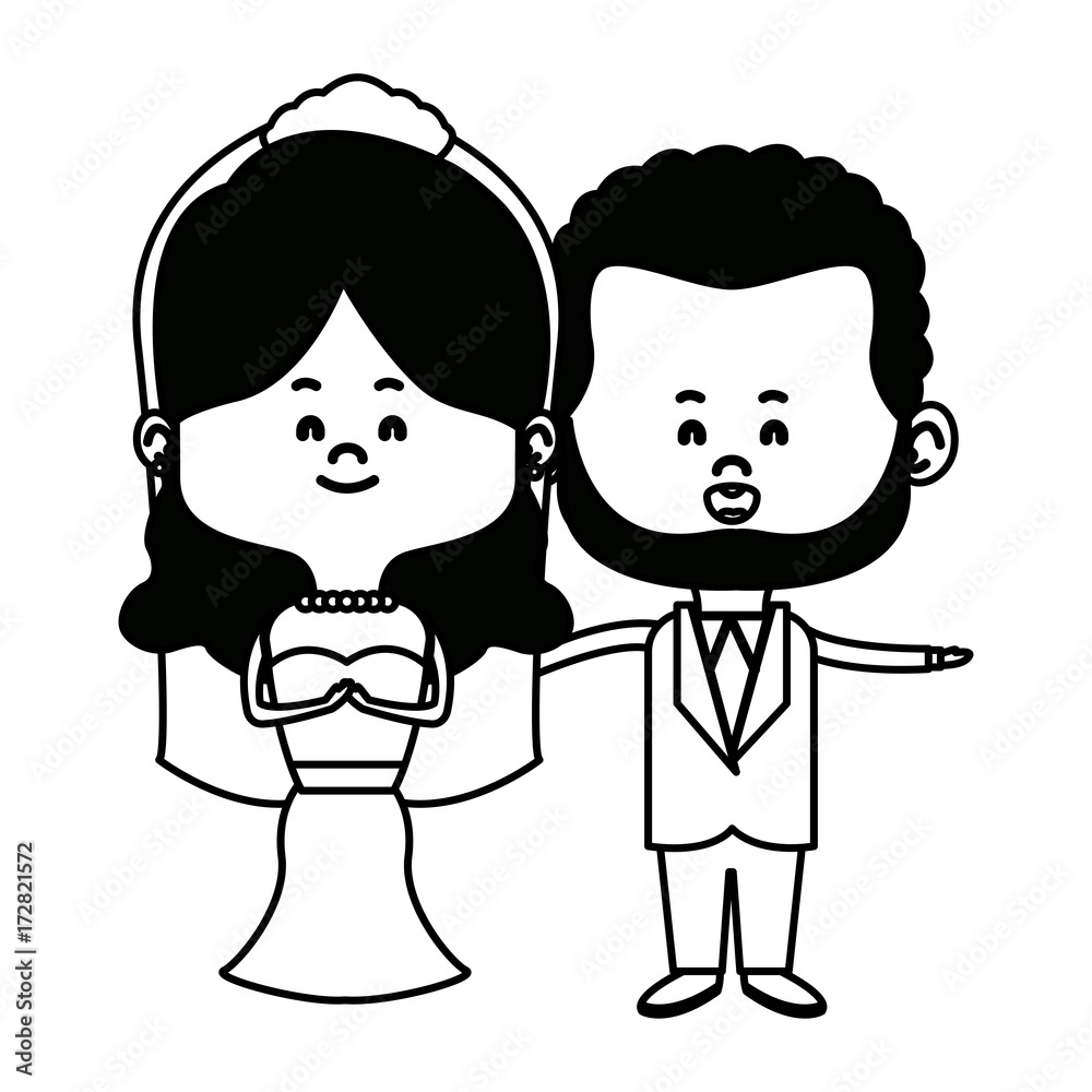 cute couple husband wife in wedding suit happy together vector illustration cute couple husband wife in wedding suit happy together vector illustration