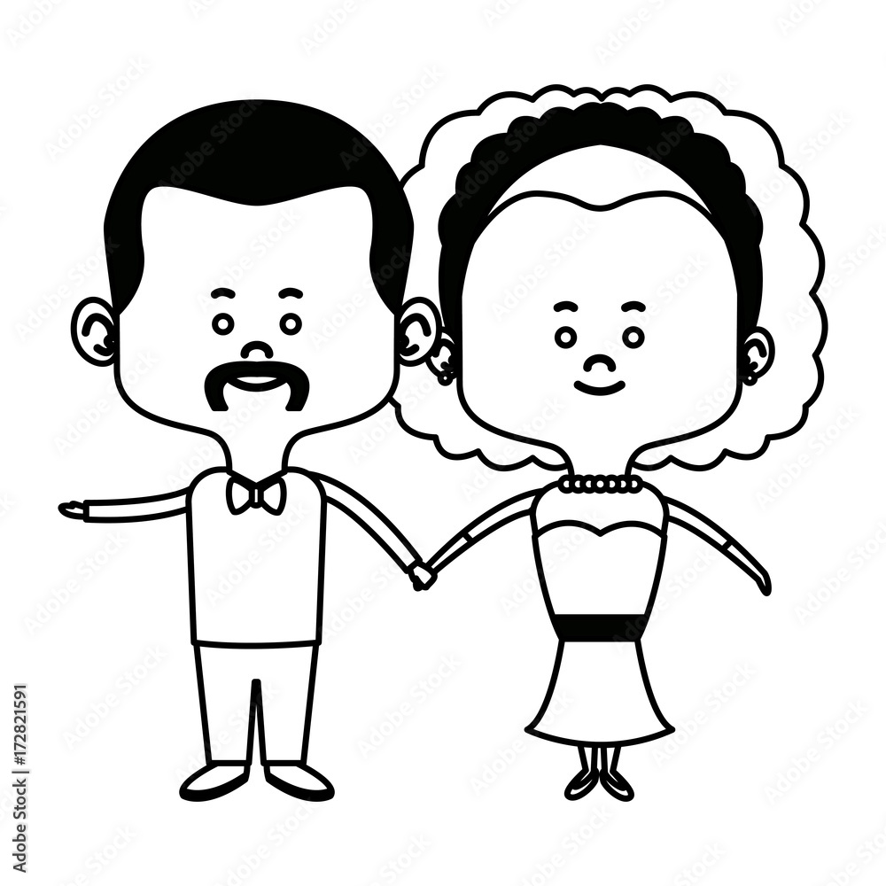 cute couple husband wife in wedding suit happy together vector illustration cute couple husband wife in wedding suit happy together vector illustration