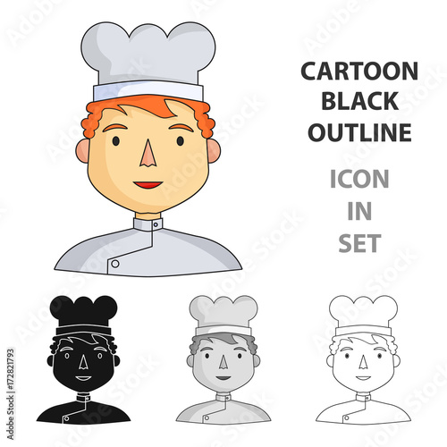 Chef icon in cartoon style isolated on white background. People of different profession symbol stock vector illustration.