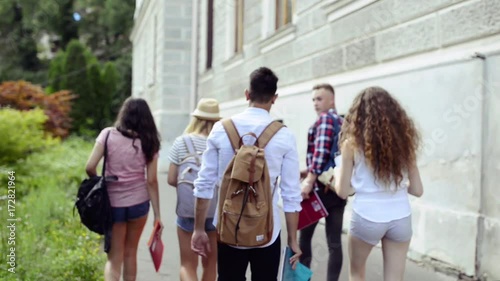 Wallpaper Mural Group of attractive teenage students walking from university. Torontodigital.ca