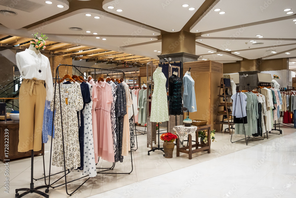 Fototapeta premium fashionable clothes in modern shopping mall