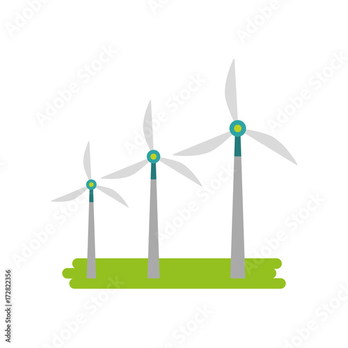 alternative sources of energy renewable windmills vector illustration