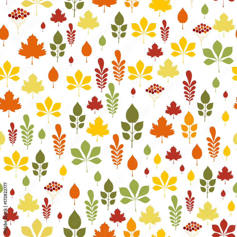 Seamless pattern with different autumn leaves Seamless pattern with different autumn leaves