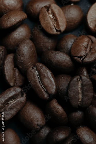 coffee grains on a dark background