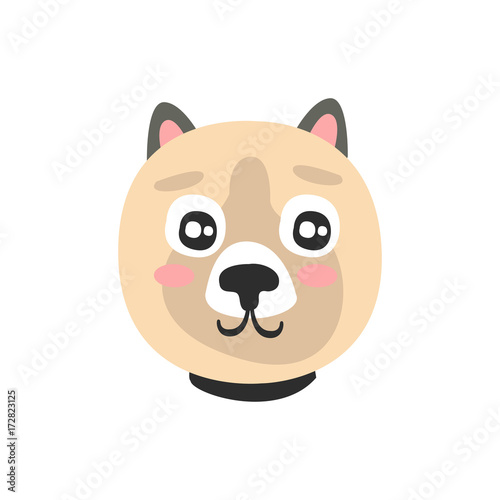 Cute dog face  funny cartoon animal character  adorable domestic pet vector illustration