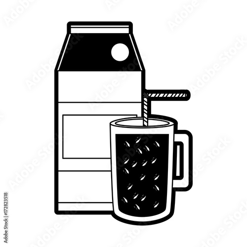 ice coffee  and mlik carton vector illustration
