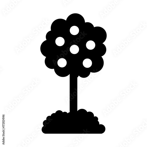 tree with fruit natural forest environment concept vector illustration